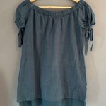 Lulus Blue Off Shoulder Tie Sleeve Top Photo 0