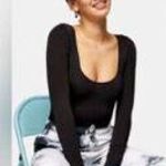 Topshop  Long Sleeve Black Bodysuit Size 4 Photo 1