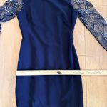Theia Midnight Blue Mermaid Gown Lace Jeweled Sleeves New Years Party Formal NWT Size 8 Photo 11
