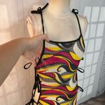 SheIn  pink yellow black sheer knit side ties swim cover up size XS Photo 1