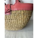Coach Woven Straw Tote Bag Beige Pink Multi with Pink Handles Photo 8