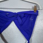 Athleta  Women M Blue Shirrendipity Halter Bikini Top V Neck Swimwear No Pads Photo 4