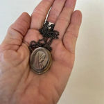 None Sterling silver and carved abalone shell Virgin Mary necklace or brooch pin Photo 6
