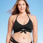 Kona Sol Tie Front Halter Bralette Bikini Top Black NWOT S Photo 0