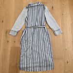 Jonathan Simkhai Duster Robe 100% Silk Stripes Size L Cream Blue Photo 4