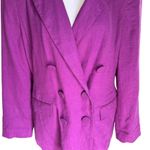 ASOS DESIGN - Double Breasted Linen Mix Suit Blazer in Purple Sz 10 Photo 5