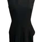 Banana Republic  Black Wool Sheath Dress Size 4 Ruffled Sleeveless Midi Lined Photo 0