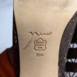 Vtg Y2K Nina Brown Pointed Satin Cap Toe Glitter Chevron Mesh Stiletto Pumps 8.5 Photo 4