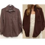 Aerie AMERICAN EAGLE AE Lumberjane Fleece Shirt Solid Dark Brown Oversized Tunic Photo 1