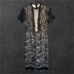 Polagram Baltic Born  Womens Sz S sheer floral lace high neck lined sheath dress Photo 3