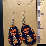 Thanksgiving Gnome Holding Pumpkin Pie Teardrop Dangle Pierced Earrings Photo 2