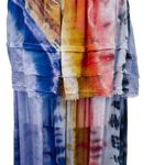 Raquel Allegra Ethereal Tie Dye Waterfall Rainbow Off the Shoulder Maxi Dress 2 Blue Size L Photo 9