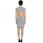 Cals Dress Womens Sz Large Striped Open Back Skater Mini Baddie Cocktail Y2K Black Photo 1