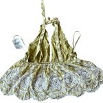 Free People  M Lunch Date‎ Yellow Polka Dot Halter Top Citron Plunge Coquette New Photo 3