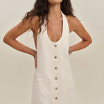 Reformation  Brittany Denim Halter Mini Dress, Size Medium, $198 Photo 0