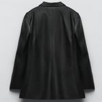 ZARA STRAIGHT CUT FAUX LEATHER BLAZER Black Size XS NEW Photo 8