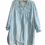 Vintage Stardust Nightgown Size Large Blue Midi Long Sleeve Lace 80s Victorian Photo 0