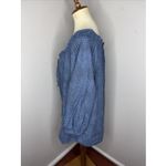 Ann Mashburn  Blue Linen Cotton Popover Blouse Large L Photo 1