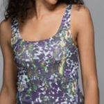 Lululemon  Women’s 4 Amala Tank‎ Athletic Purple Green Floral Multi Built In Bra Photo 0