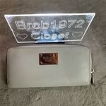 Michael Kors Women's Ivory Zip-Around Wallet Pebble Leather Logo Photo 0