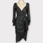 ASTR The Label Terese Midi Dress Women's Small Black Floral Burnout Tie Waist Photo 2