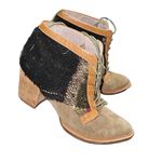 Pilcro Anthropologie And The Letterpress Tan Lace Up Chunky Heel Suede Boots 6 Photo 1