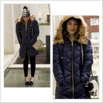 Guess Navy Faux Fur Hooded Puffer Coat XL Photo 2