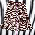 Diane Von Furstenberg  Burgundy & Ivory Silk Midi Skirt Size 8 Photo 2