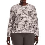 Under Armour  Rival Terry Printed Crew Neck Top 2X NWT Loose Fit Ghost Grey White Photo 0