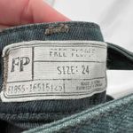 Free People Slate Blue Adjustable Straps Skinny Denim Overalls Women Size 24 Photo 6