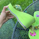 Skechers Green Floral Flip Flops with Pink and Purple Details Photo 3