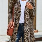 SNAKE PRINT LIGHTWEIGHT BROWN LONG CARDIGAN LARGE Photo 4