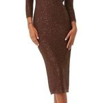 MISA Los Angeles NWT Lisette Sequin Midi Dress in Chocolate Shimmer Size M Photo 0