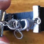 Natural Sleeping Beauty Turquoise Leather Arrow Bracelet Black Photo 3