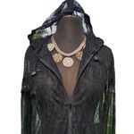 Cache  Black Peek A Boo Lace Hoodie Front Zip Cover Up Top New NWT $148 Photo 0