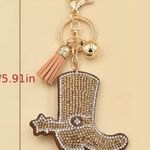 Western Cowboy Boot Keychain Bling Rhinestone Chram Clasp ~NEW~ Photo 2