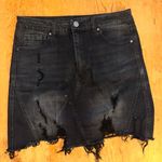 Black Label Black Distressed Denim Skirt Photo 0