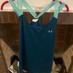 Under Armour  Two Toned Blue Heat Gear Loose Fit Strappy Workout Gym Tank Medium Photo 0