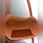 Vince Camuto Brown Vegan Pebbled Leather Black Line Detail Tote Bag 17.5 x 12 in Photo 6