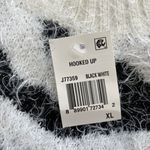 Hooked Up New Zebra Striped Fuzzy Knit Crewneck Sweater White Black Photo 11
