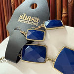 Shasa Blue Geometric Necklace & Earrings Set NWT Photo 1