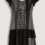 Y2K Vintage Bali Corp sz S Womens Black Sheer Lace Polkadot Tiered Midi Dress Photo 0