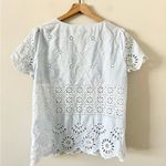 Gianni Bini  Cotton Eyelet Blouse in Blue & White Stripe Size L Photo 5