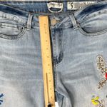 Indigo Rein  Light Wash Blue Floral Embroidered Low Rise Chew Hem Jeans size 9 Photo 2