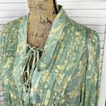 Rag and Bone  Sachi Pleated Floral Print Sheer Blouse Sage Green Small Photo 7