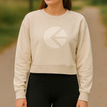 Ethika Beige Cropped Sweatshirt Large | Minimalist Logo Photo 0