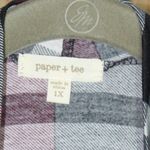 Paper + Tee  Black, White, and Claret Plaid Open Waterfall Cardigan Photo 2