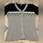 No Boundaries Vintage  Y2K Cardigan Size M Juniors Gray Black White Green Photo 2