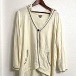 J.Jill Womens Cardigan Ivory One Button Emroidered Hooded Cotton Size Large Photo 0