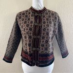 Wool Fair Isle front clasp cardigan Size PL Black Photo 1